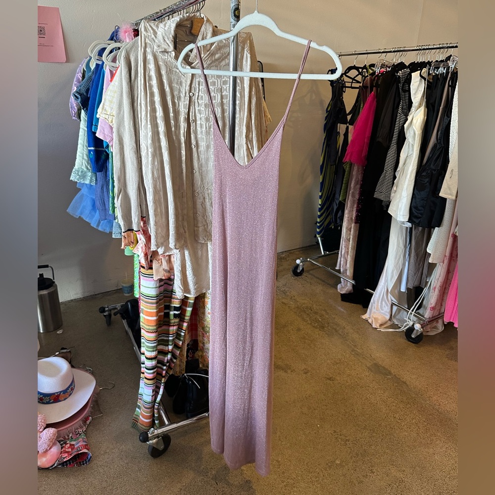 Sparkly blush knit dress